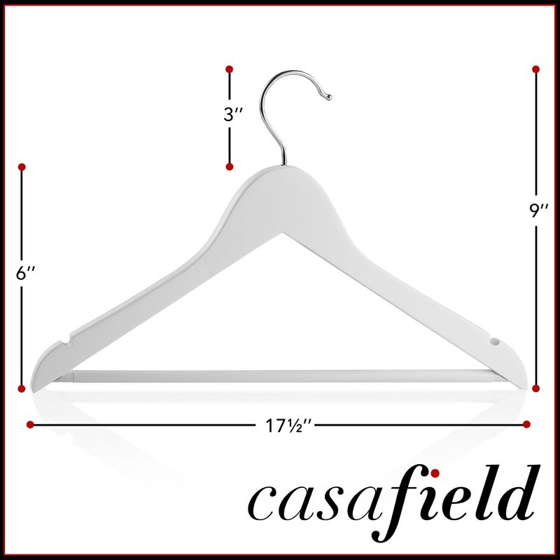 Casafield Wooden Suit Hangers, Non-Slip Pant Bar & Swivel Hook - Set of 10, 5 of 8