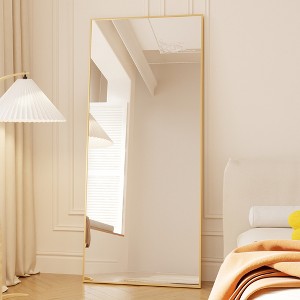 VYNXARIA Full Length Mirrors - 71"x32" Gold Tall Mirror with Stand and Wall Mount Option - 1 of 4