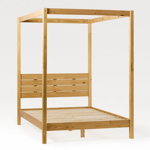 Saracina Home Full Solid Wood Canopy Bed Natural Pine: Unupholstered ...