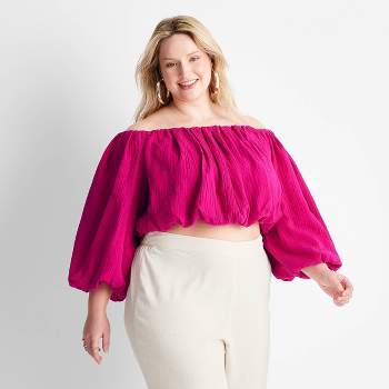 Women's Balloon Off the Shoulder Crop Top - Future Collective™ with Jenny K. Lopez