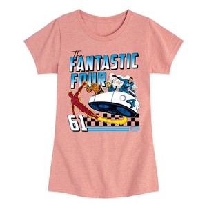 Girls' - Marvel - Fantastic Four Retro Racing Flying Car Fitted Short Sleeve Graphic T-Shirt - 1 of 4