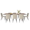 9-Piece Walnut Dining Set,95" L Rectangular Extendable Dining Table with 8 Upholstered Linen Dining Chair for Dining Room,Farmhouse-Tanpinhause - 2 of 4