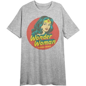 Wonder Woman Superhero In Circle Women's Athletic heather Tshirt - 1 of 2