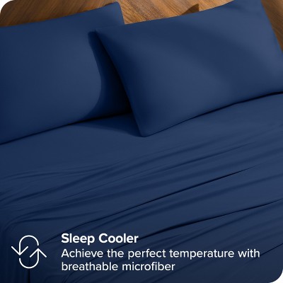 Twin Dark Blue Premium Microfiber Stretch Knit Sheet Set