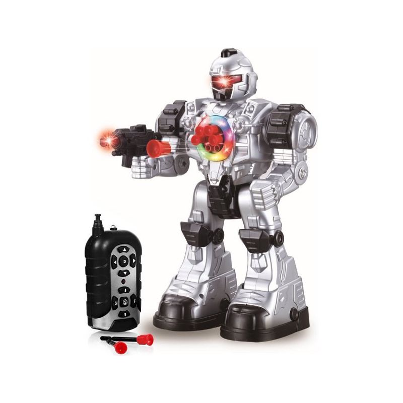 Robot Police Remote Control Toy Shoots Missiles Walks Talks and Dances with Flashing Lights 10 Functions - Play22Usa, 1 of 9