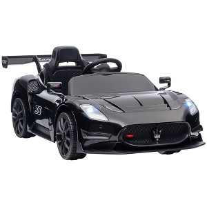 Qaba Maserati GT2 Licensed Ride On Car, 12V 3MPH Battery Powered Electric Car for Kids with Shock-Absorbers, Auxiliary Wheels, Remote, Horn, Black - 1 of 4