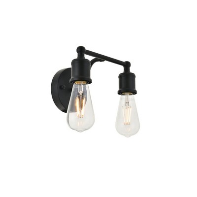 Elegant Black Metal 2-Light Wall Sconce
