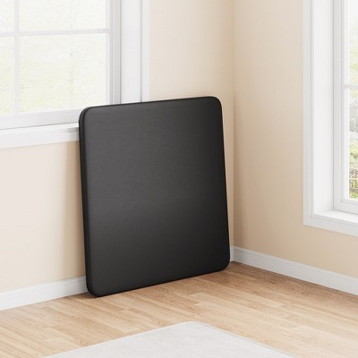 Black Metal 33.6-inch Portable Folding Card Table with PU Cushion