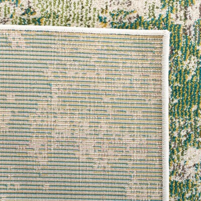 Green and Ivory Rectangular Synthetic Flat Woven Area Rug, 8' x 10'
