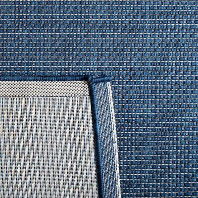 Navy and Beige Square Indoor/Outdoor Polypropylene Area Rug 4'x4'