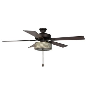 52" LED 5-Blade Bronzed Wave Lighted Ceiling Fan - River of Goods: Flush Mount, Reversible Motor - 1 of 4