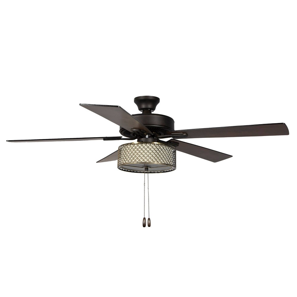 Photos - Fan 52" LED 5-Blade Bronzed Wave Lighted Ceiling  - River of Goods: Flush M