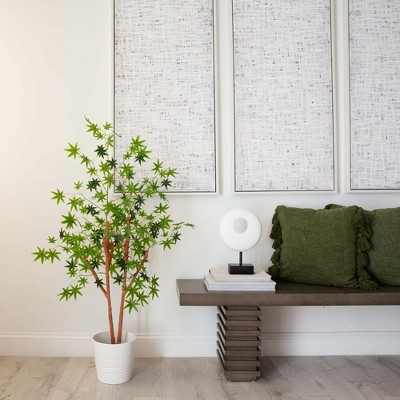 4-Foot Green Artificial Maple Tree in Black Nursery Planter