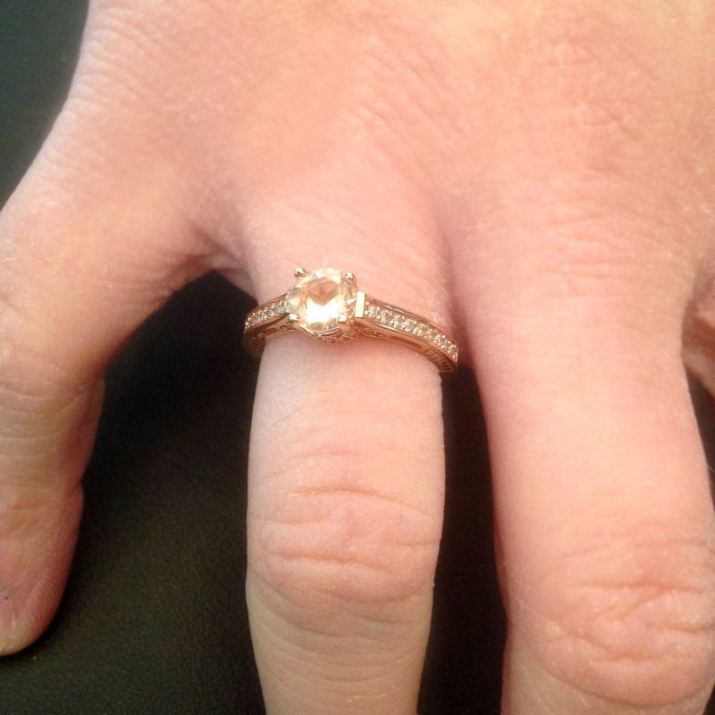 Pompeii3 1ct Morganite & Diamond Vintage Engagement Ring 14K Rose Gold, 3 of 6