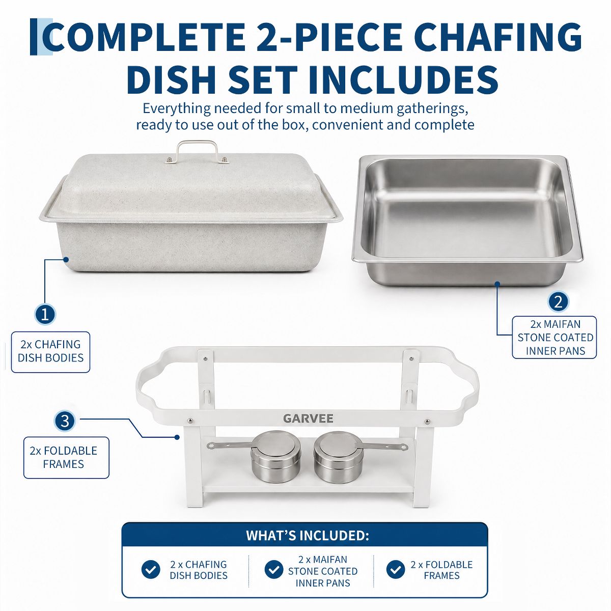 Chafing Dish Buffet Set, Rectangle Catering Warmer Server - thumbnail 7