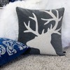 Gulches Reindeer Velvet Accent Pillow,20x20 Gray and White with Insert, Holiday Fireplace Decor with Pinecone Trim - 4 of 4
