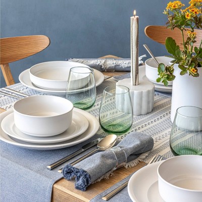 White Ceramic 16-Piece Semi-Matte Dinnerware Set