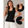 Allegra K Women's Sleeveless Button Down Casual Summer Ribbed Waistcoat Sweater Vest - 2 of 4