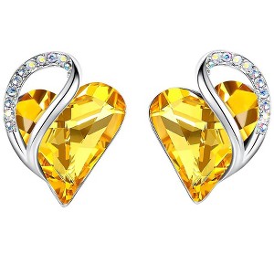 Leafael Infinity Love Heart Stud Earrings with Birthstone Crystal Women's Gifts, Silver-tone - 1 of 4