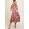 Pinkblush Burgundy Floral Collared Tiered Maternity Midi Dress - 2 of 4