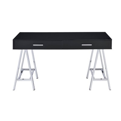 Coleen Black Wood Desk with Drawers and USB Port