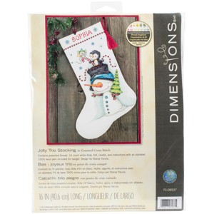 Dimensions Counted Cross Stitch Kit 16" Long-Jolly Trio Stocking - 1 of 2