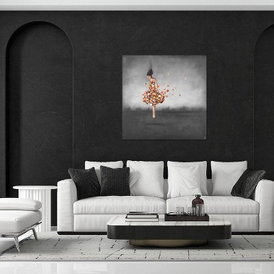 iCanvas Boundlessness in Bloom Black White and Orange by Duy Huynh Canvas Print Wall Art