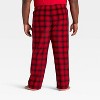 Men's Plaid Microfleece Holiday Matching Family Pajama Pants - Wondershop™ Red/Black - 2 of 4