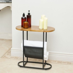 Glass Oval Skinny Side Table With Storage,Small Side Tables For Living Room,Small Nightstand With Storage,Small Bedside Table-Cuddlewood - 1 of 4