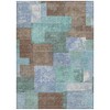 Brown Teal Blue And Ivory Geometric Washable Indoor Outdoor Area Rug - 4 of 4