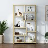 Lirago Freestanding Bookcase - 9-Tier Open Shelf Etagere with Metal Frame & Woodgrain Shelves Gold & White - 2 of 4