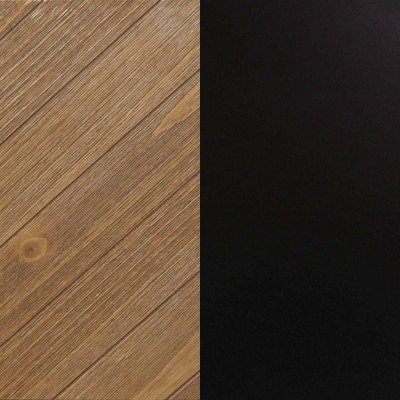 Matte Black and Brushed Fir Freestanding Storage Cabinet