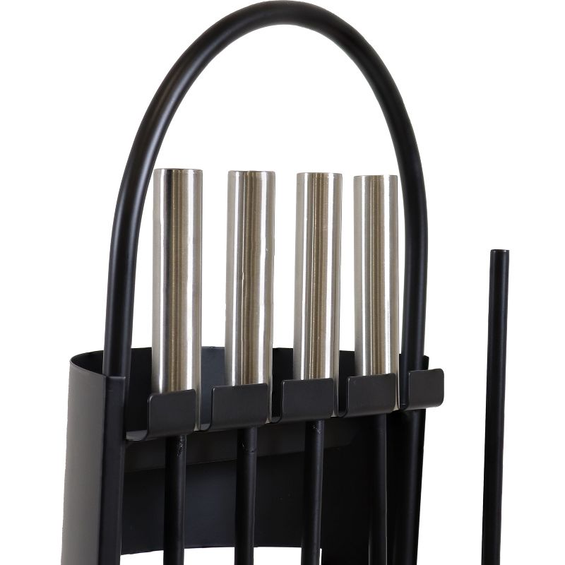 Sunnydaze 4pc Fireplace Tool Set with Slotted Shroud Holder - Black, 5 of 10