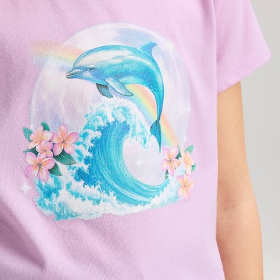 Детские Cat & Jack Girls' Short Sleeve 'Mythical Dolphin' Graphic T-Shirt - Cat & Jack™ Lilac Purple M — фото 2
