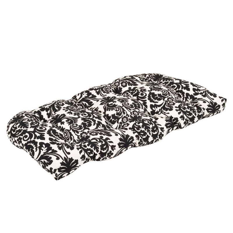 Outdoor Bench/Loveseat/Swing Cushion - Black/White Floral - Pillow Perfect, 1 of 5