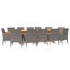 vidaXL Patio Dining Set - 13 Piece Gray Acacia Wood with Cushions - Outdoor Garden Furniture - 12 Rattan Chairs - 3 of 4