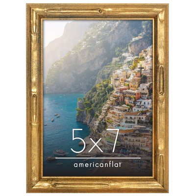 Americanflat Picture Frame - Gold Bamboo Frame with Faux Bamboo Design - with Easel Stand and Shatter Resistant Glass