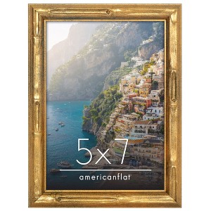 Americanflat Picture Frame - Gold Bamboo Frame with Faux Bamboo Design - with Easel Stand and Shatter Resistant Glass - 1 of 4