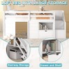 QingMoon Full Size Low loft Bed, Wood Kids Bed Frame with Stairs, Storage Shelf and Safety Guardrail, for Bedroom - 3 of 4