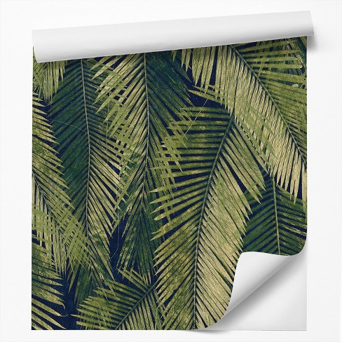 Americanflat 18 L X 24 W Peel Stick Wallpaper Roll Green Palm Leaf Wallpaper By Decoworks Target