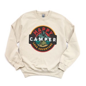 Simply Sage Market Women's Happy Camper Badge Gildan Sweatshirt - 1 of 2