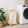 vidaXL Laundry Basket Cream White 16.3"x14.2"x25" Bamboo - 3 of 4