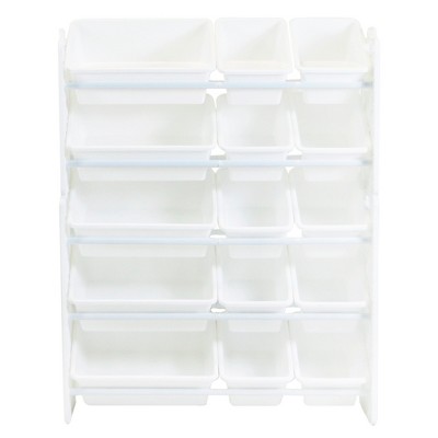 White 5-Tier Plastic Toy Storage Organizer with Removable Bins