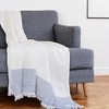 47" X 60"  and Ivory Cotton Woven Striped Throw Blanket with Fringe - 2 of 4