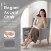 Modern Wingback Accent Chair, Upholstered Armchair with Lounge Seat & Wood Legs - 3 of 4