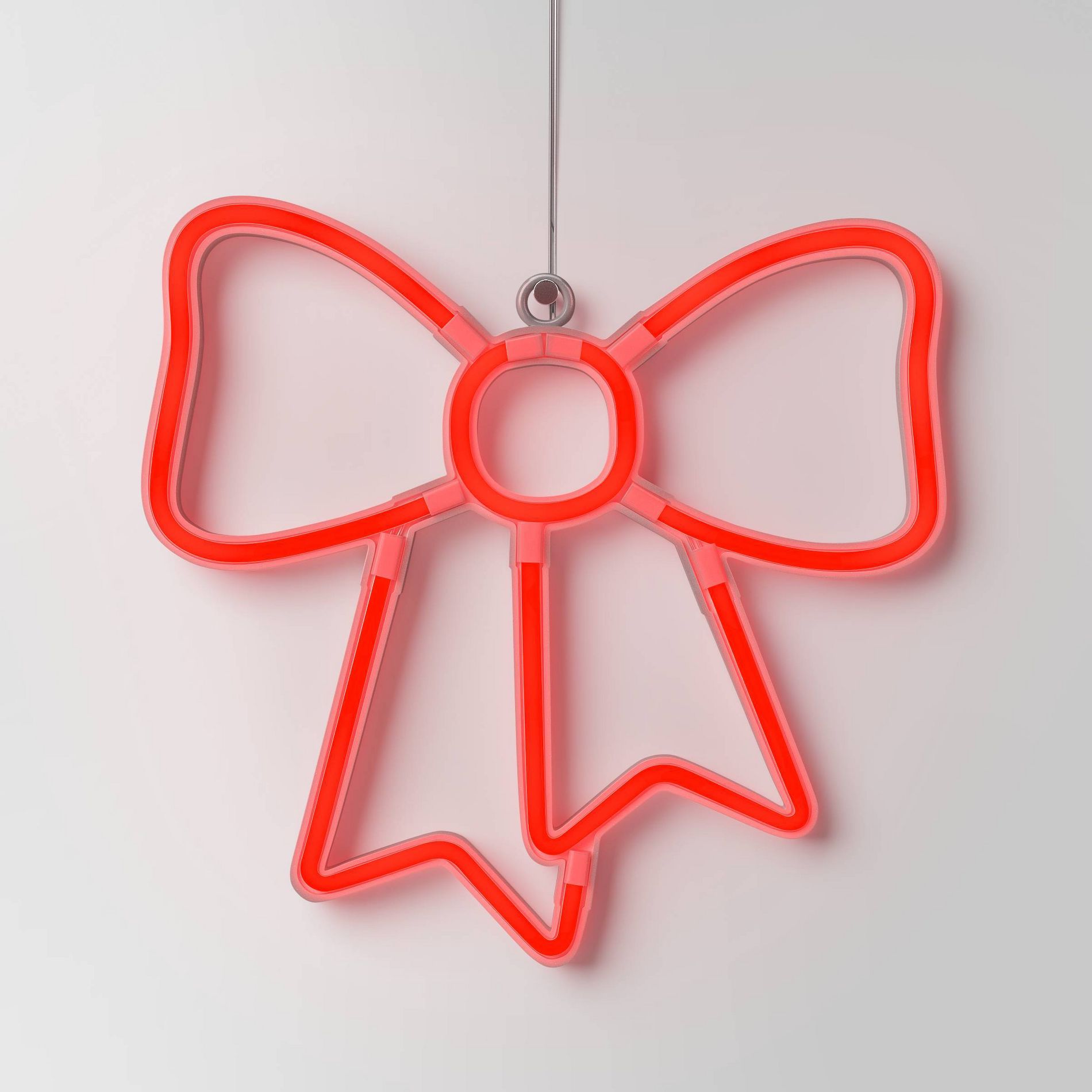 LED Battery Operated Christmas Neon Bow Hangable Sign Red - Wondershop™