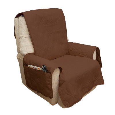 Brown Quilted Waterproof Chair Cover with Storage Pockets