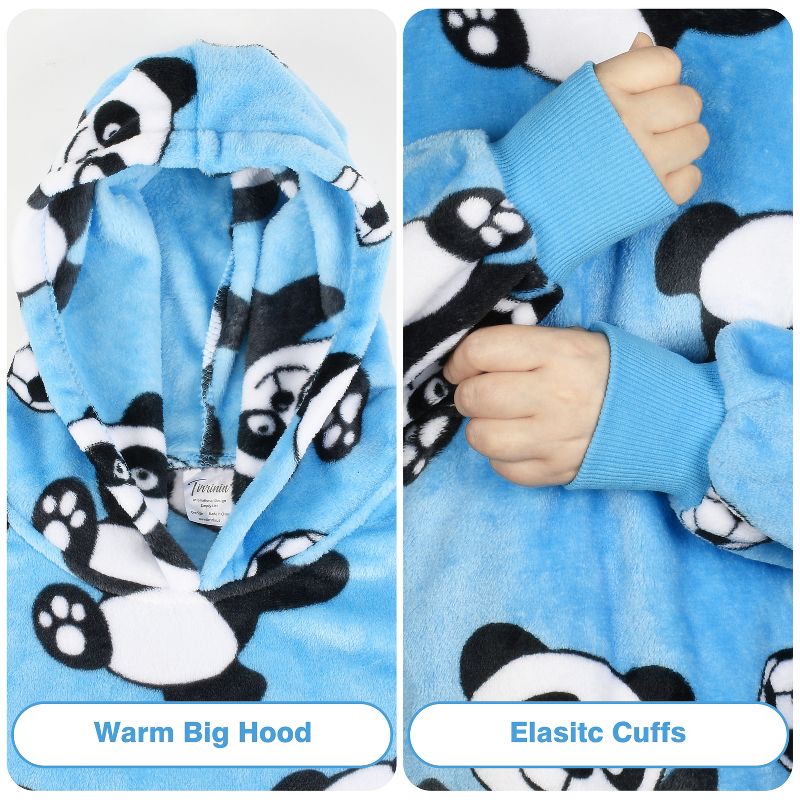 Tirrinia Oversized Hoodie Blanket Sweatshirt for Kids, Wearable Cute Patterns fleece Pullover, as Warm & Funny Gifts for 4-10 Years Kids, 3 of 7