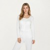 Anna-Kaci Lounge Women's 2-Piece Set Button Front Top with Built-In Chest Pads and Relaxed Fit Pants Pajama Set in Soft Knit Fabric - 2 of 4