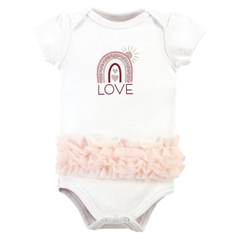 Hudson Baby Infant Girl Cotton Bodysuits, Love Rainbow Tutu, 3 of 6